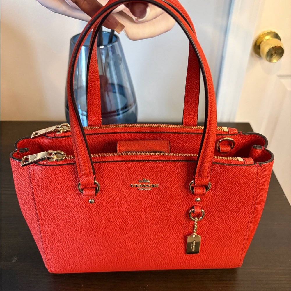 Coach Red Leather Mini Tote with Gold Hardware